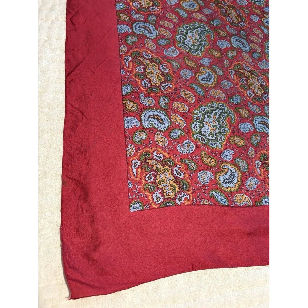 Vintage Liberty of London Red Silk Paisley Scarf 34 X 34 Inch Made In England